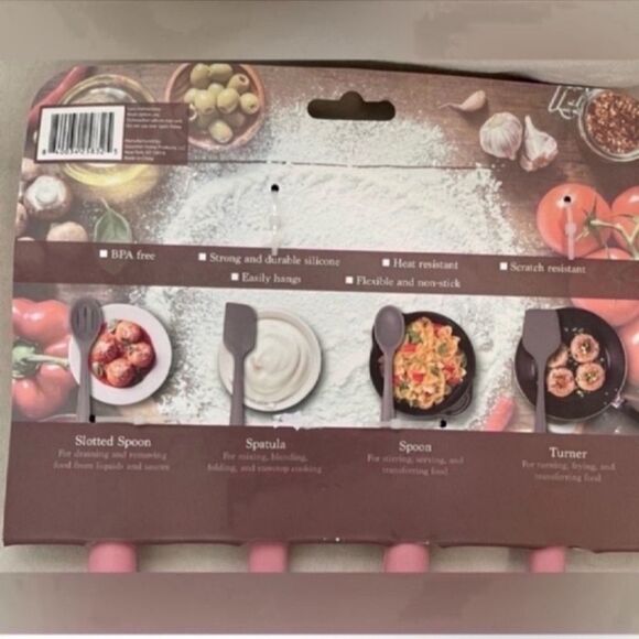 4pcs Pink Silicone Cooking Utensil Set - Picture 4 of 8